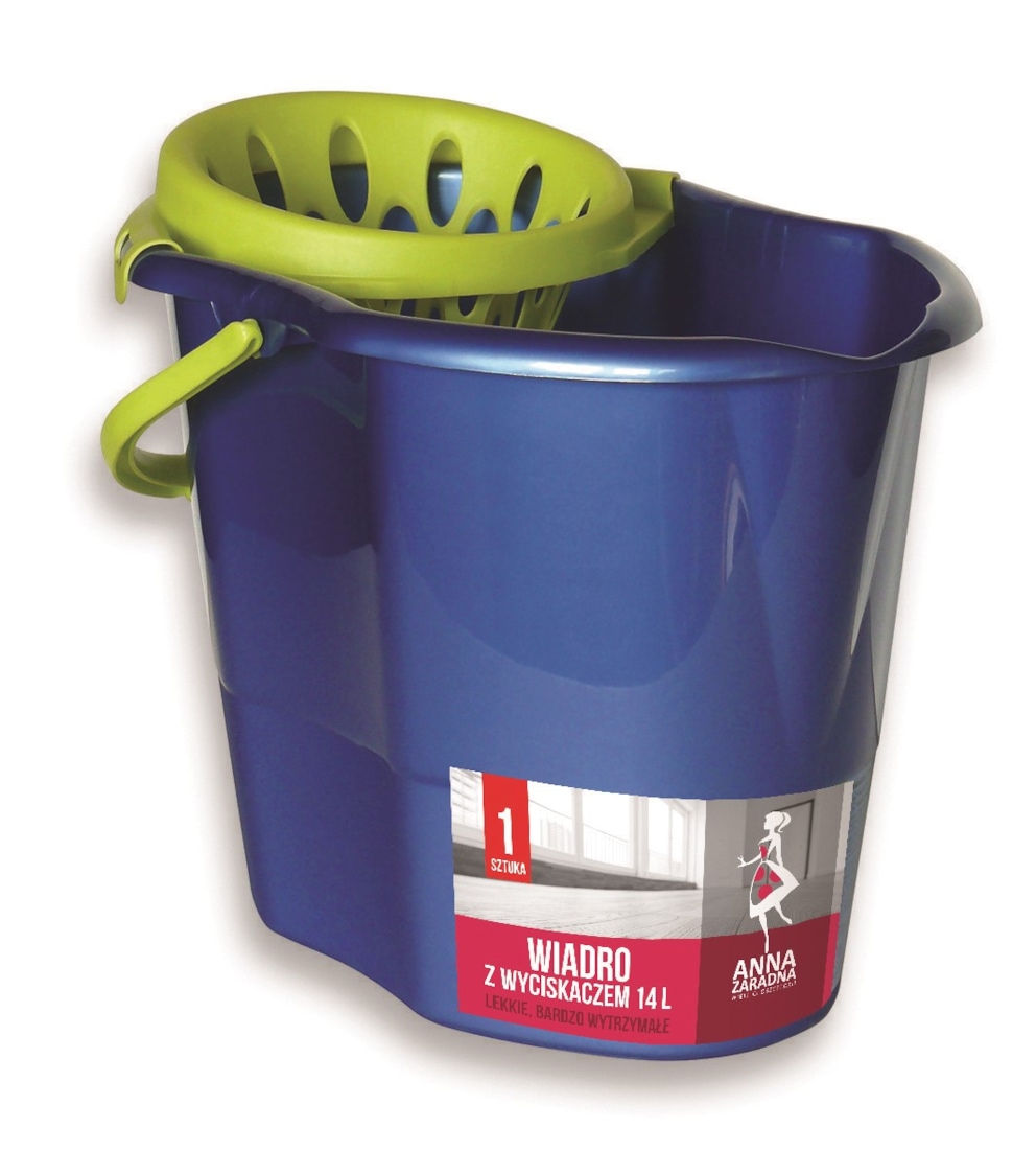 Wiadro ANNA ZARADNA, z wyciskaczem premium, 14 l, niebieskie, 1 szt., mix