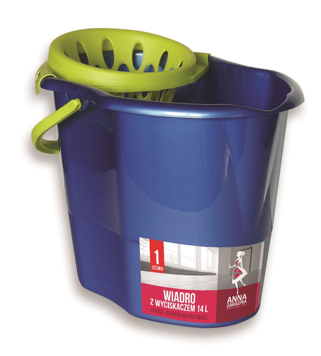 Wiadro ANNA ZARADNA, z wyciskaczem premium, 14 l, niebieskie, 1 szt., mix