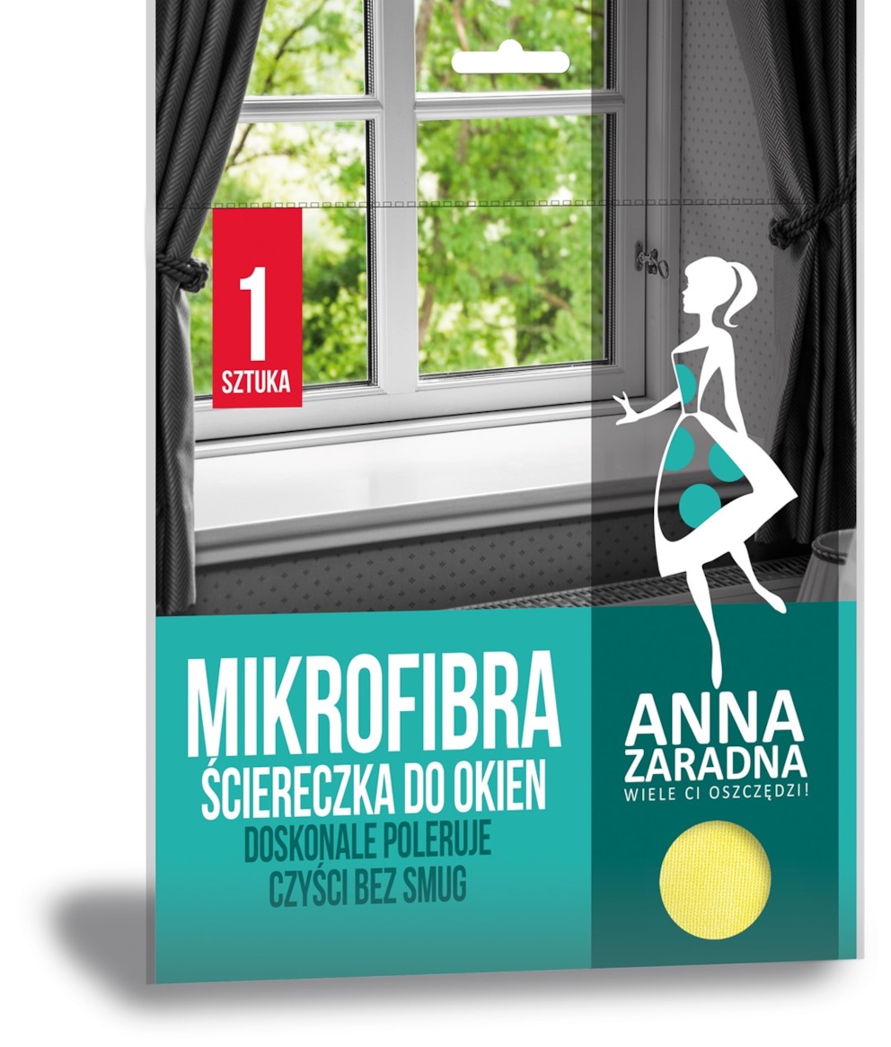 Mikrofibra ściereczka do okien ANNA ZARADNA, 1 szt., żółty