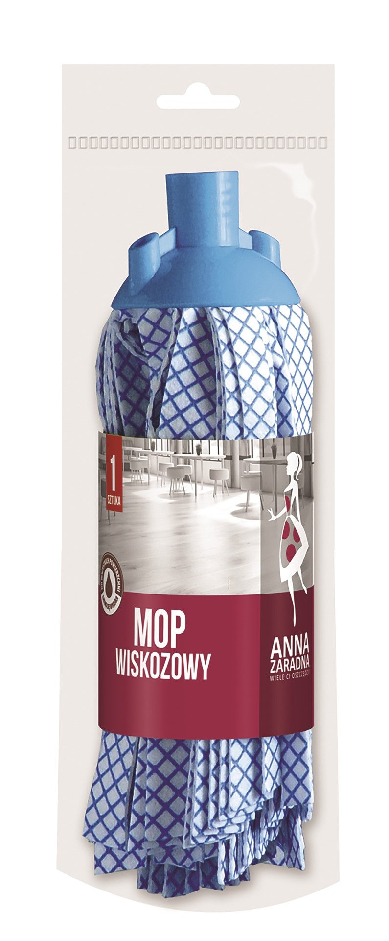Mop ANNA ZARADNA, wiskozowy, kratka, 1 szt., mix