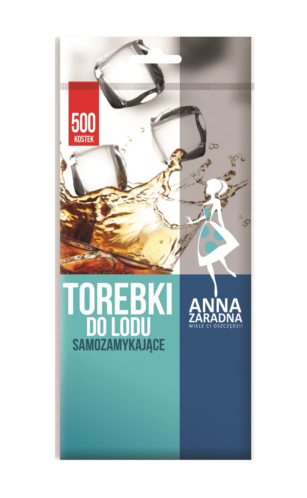 Torebki do lodu samozamykające ANNA ZARADNA, 500 kulek, bezbarwny