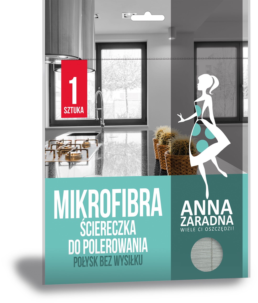 Mikrofibra ściereczka do polerowania ANNA ZARADNA, 1 szt., szary