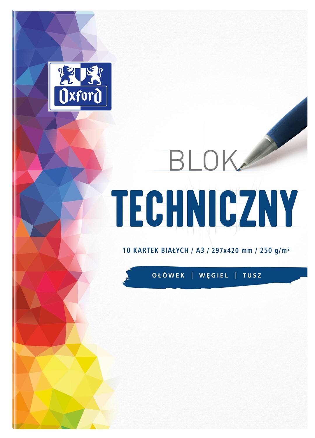 BLOK TECHNICZNY OXFORD A3 10K 250G BIAŁY