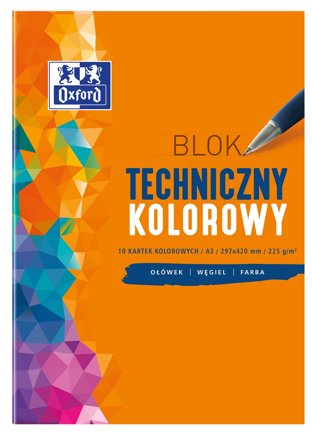 BLOK TECHNICZNY OXFORD A3 10K 225G KOLOROWY