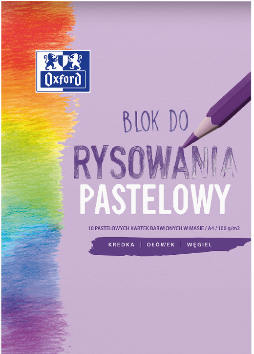 BLOK RYSUNKOWY OXFORD A4 10K 100G KOLOROWY PASTELOWY