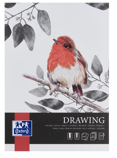 BLOK RYSUNKOWY OXFORD A4 25K 200G PREMIUM KLEJONY PO KRÓTSZYM BOKU
