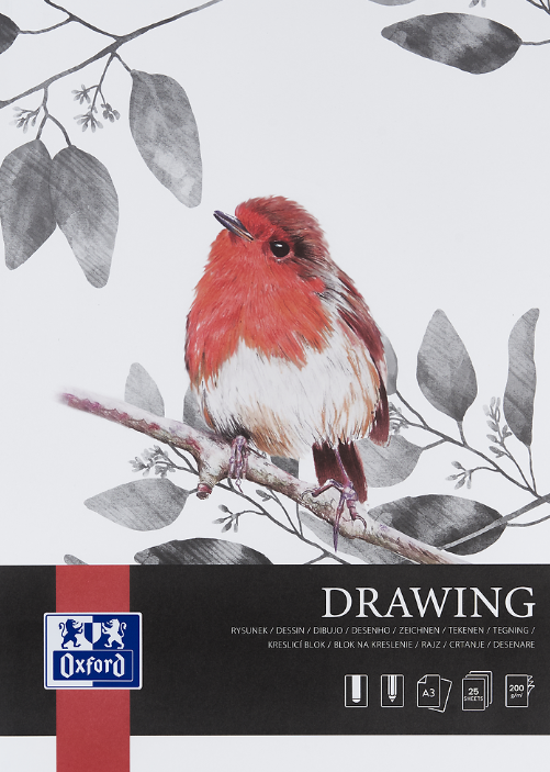 BLOK RYSUNKOWY OXFORD A3 25K 200G PREMIUM KLEJONY PO DŁUŻSZYM BOKU