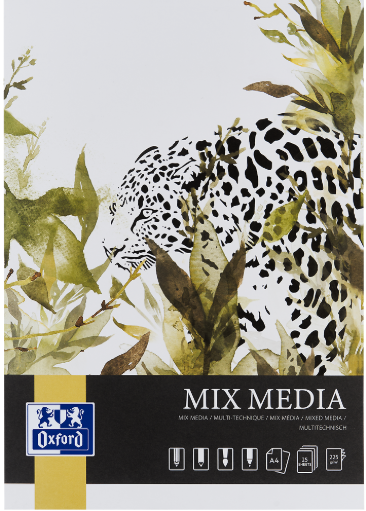 BLOK MIX MEDIA OXFORD A4 25K 225G KLEJONY PO KRÓTSZYM BOKU