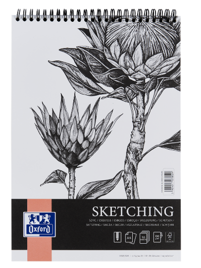 BLOK SZKICOWY OXFORD A4 50K 120G NA SPIRALI PO KRÓTSZYM BOKU