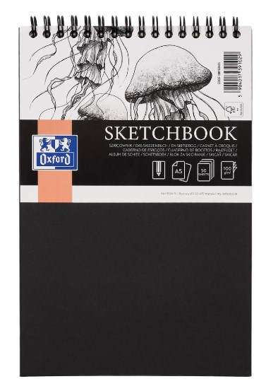 SZKICOWNIK OXFORD SKETCHBOOK PODWÓJNA SPIRALA A5 50K 100G CZARNY