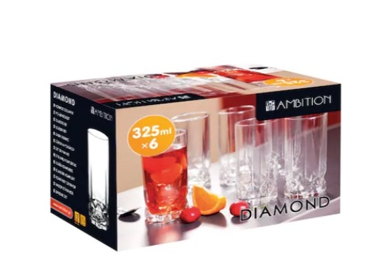Komplet 6 szklanek Diamond 325 ml