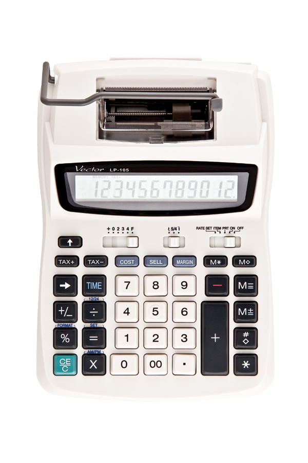 Kalkulator drukujący VECTOR KAV LP-105 II, 12- cyfrowy, 150x216mm, biały