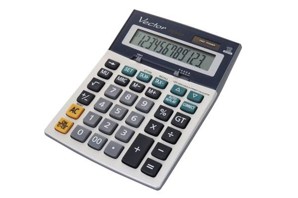 Kalkulator biurowy VECTOR KAV CD-2459, 12-cyfrowy, 148x197mm, biały