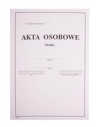 Teczka kartonowa na akta osobowe Beniamin biała