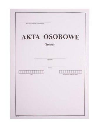 Teczka kartonowa na akta osobowe Beniamin biała