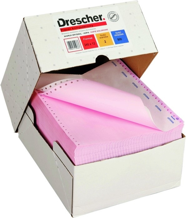 Papier komputerowy DRESCHER 240x12  1+4 kolor z nadrukiem