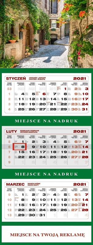 Kalendarz ścienny trójdzielny 2025 Ogród
wymiary 566x295mm
wymiar kalendarium 134x282mm
wymiar główki 210x295mm


wymiar kalendarium 134x282mm
wymiar głowki 210x295