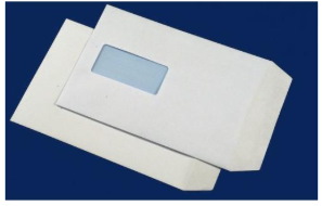 Koperty białe C5 HK kb okno lewe 162x229mm poddruk niebieski 90g 500 szt.