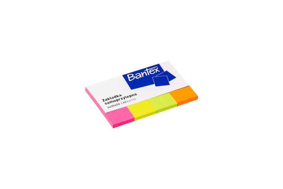ZAKŁADKI SAMOPRZYLEPNE 20x50MM W OKŁADCE, 4 KOLORY PO 40 KARTEK