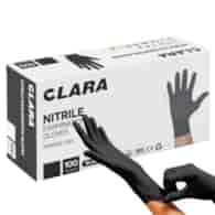 Rękawice nitrylowe bezpudrowe CLARA, 100 szt., rozmiar M, czarne