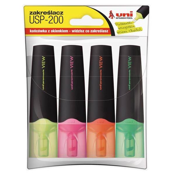 ZAKREŚLACZ USP-200, ZESTAW 4 KOLORY, UNI