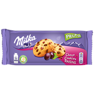 Ciastka Pieguski MILKA, 135 g, czekoladowe z rodzynkami