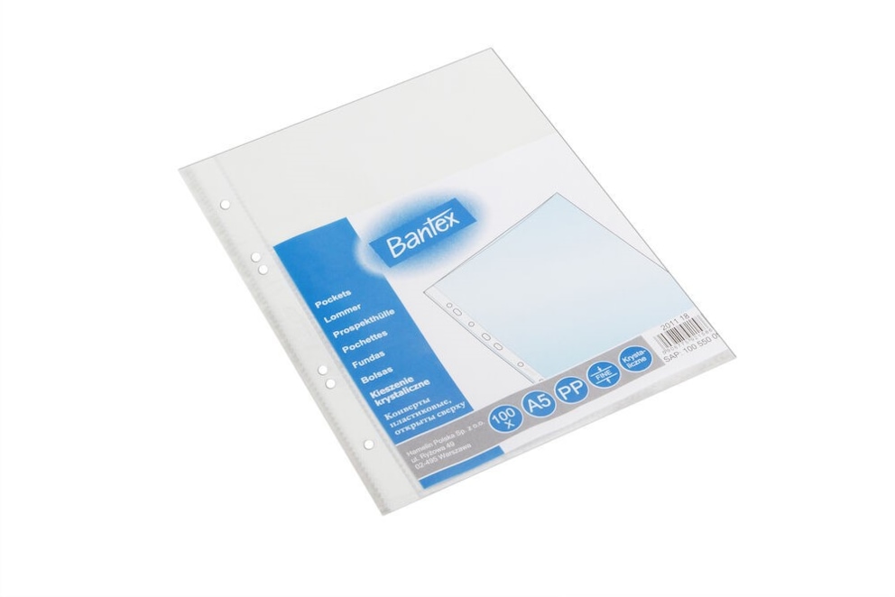 KOSZULKA KRYSTALICZNA BANTEX A5 PP, 45 mic., w folii (100SZT)
