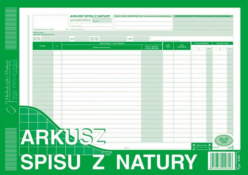 Arkusz spisu z natury