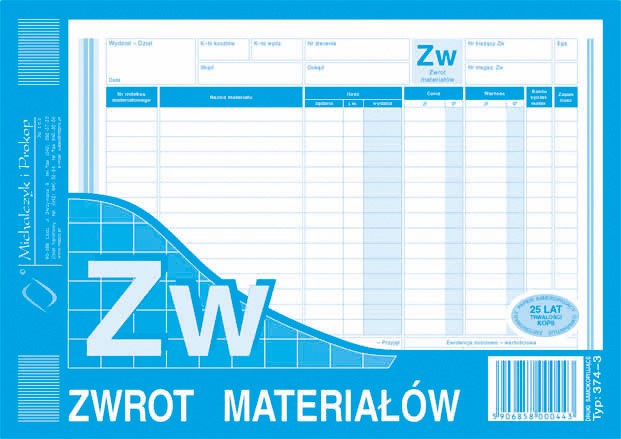 ZW Zwrot Materiałów A5