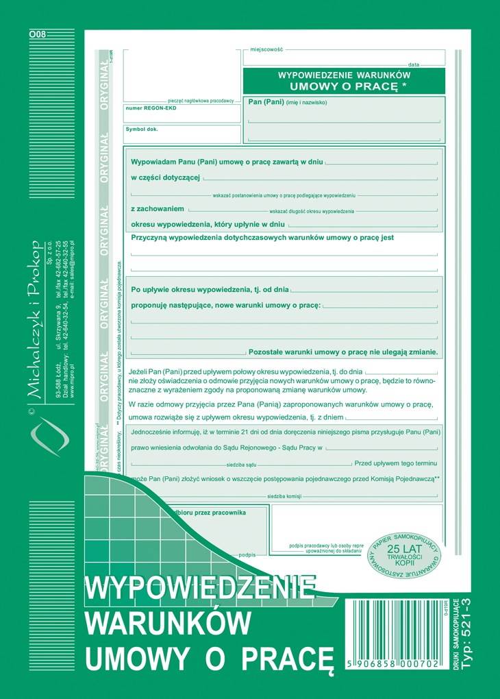 Wypowiedzenie war.umowy o pracę