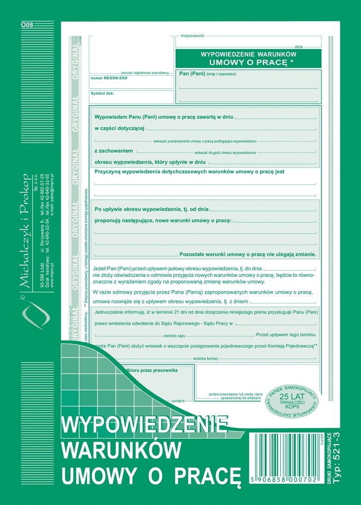 Wypowiedzenie war.umowy o pracę