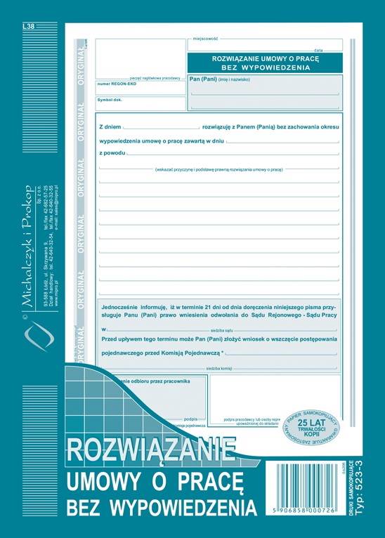 Rozw.umowy o pracę bez wypowiedz.