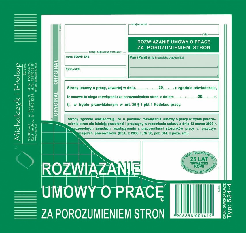 RUP Rozw.umowy o pracę za por.stron