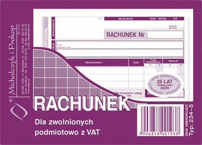 Rachunek A-6 dla zwol.z VAT(poz.)