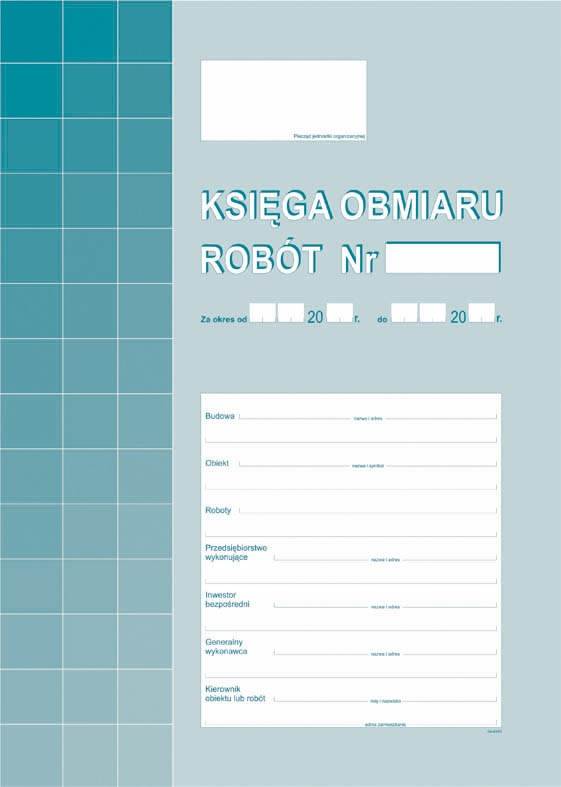 Księga Obmiaru Robót A4