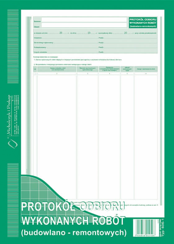 POW Protokół odbioru wyk.robót A4