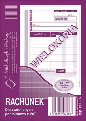 Rachunek A6 dla zw.z VAT pion(wiel)