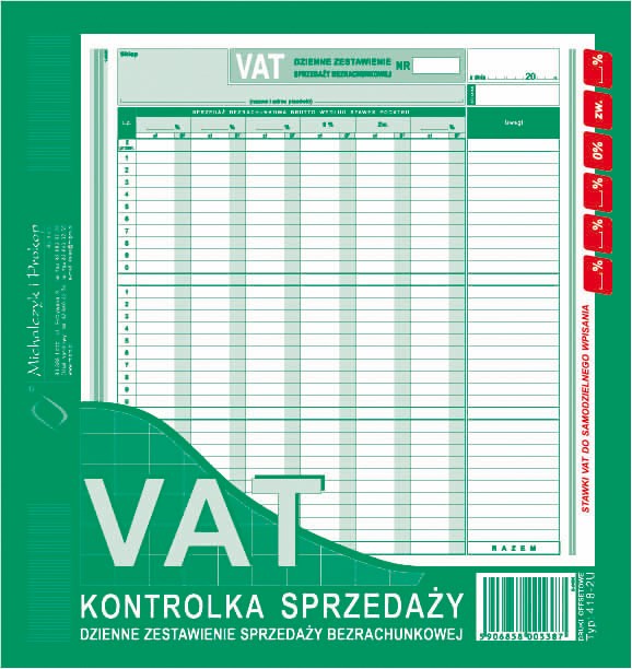 Kontrolka sprzedaży VAT 2/3 A4