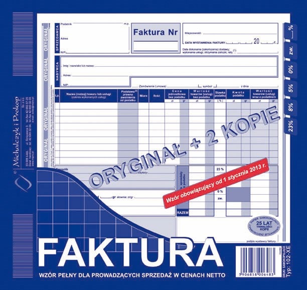 Faktura 2/3 A-4(pełna oryg.+2k)