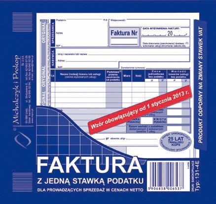 Faktura 2/3 A5 z jedną st.pod.