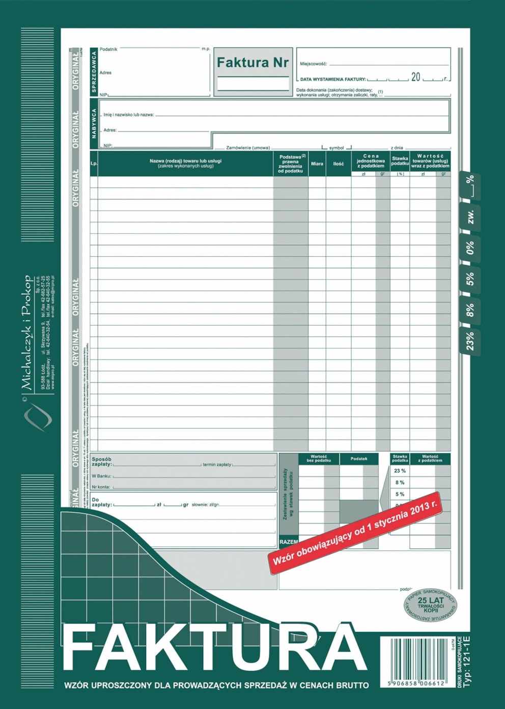 Faktura brutto A4 (uproszcz.)