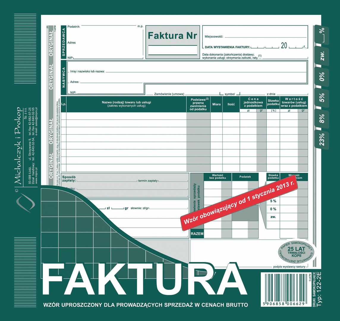 Faktura brutto 2/3 A4 (uprosz.)