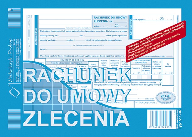 Rachunek do umowy zlecenia A5(o+k)