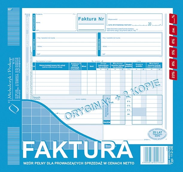 Faktura 2/3 A-4(o+2k)-płat./odb.(n)