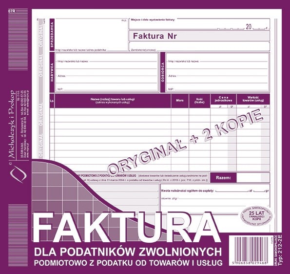 Faktura dla zw.pod.z pod.2/3 A4o+2k
