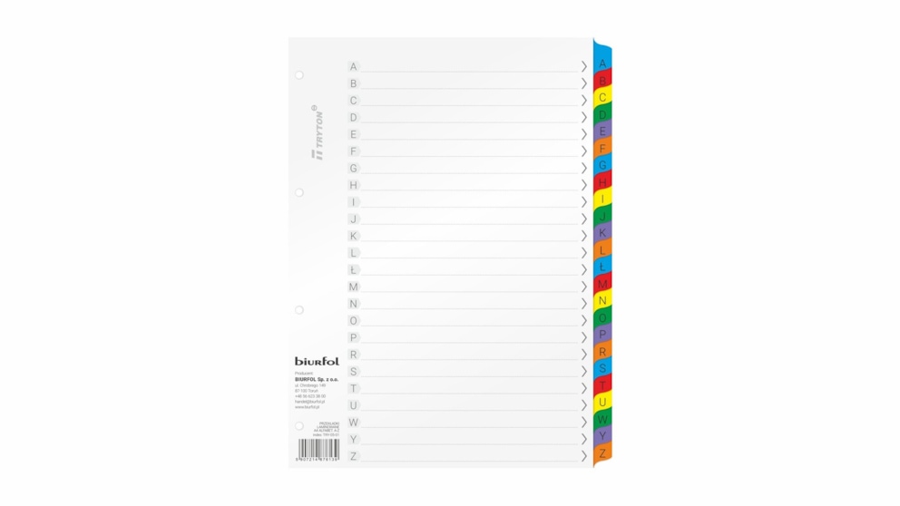 PRZEKŁADKI LAMINOWANE A4 ALFABETYCZNE A - Z