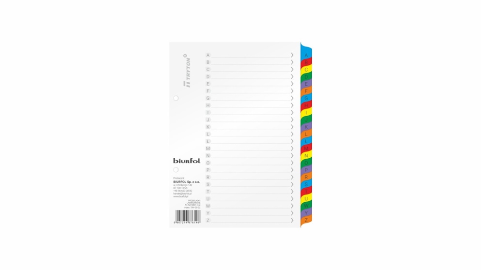 PRZEKŁADKI LAMINOWANE A5 ALFABETYCZNE A - Z