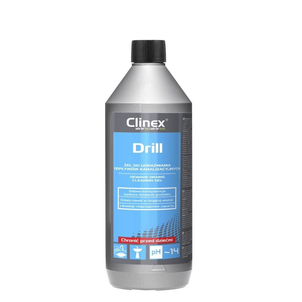 Żel CLINEX Drill 1L, do udrażniania odpływów kanalizacyjnych typu KRET