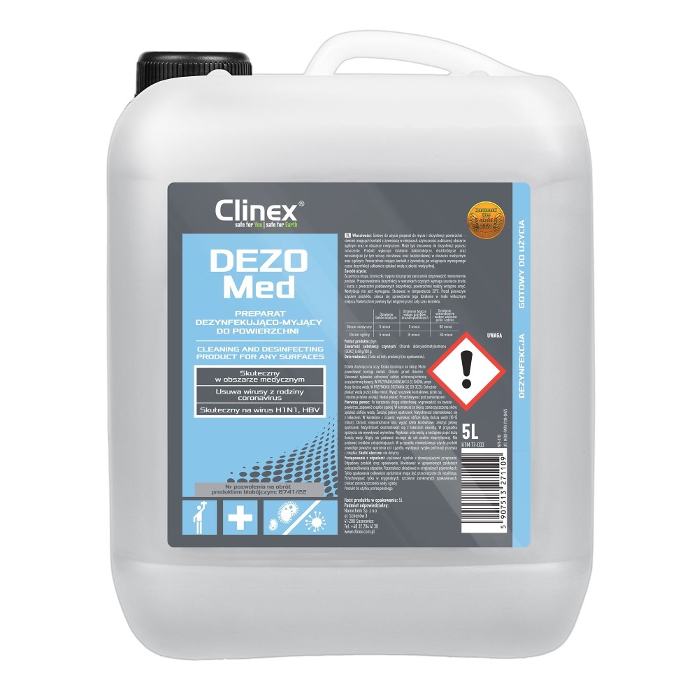 Preparat dezynfekująco-myjący do powierzchni CLINEX, Dezomed, 5l