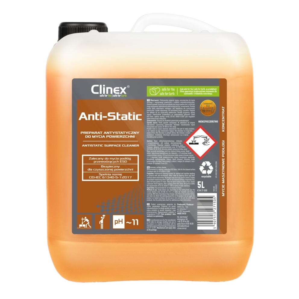 Preparat antystatyczny do mycia powierzchni CLINEX, Anty-Static, 5l